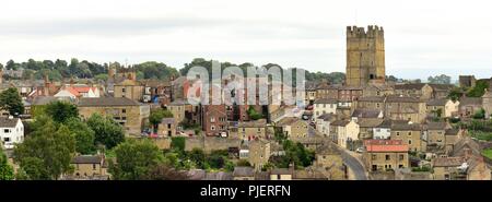 Richmond, Yorkshire, von Culloden Turm gesehen Stockfoto