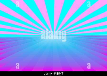 Abstrakte sunburst Muster, Farbverlauf Blau und Rosa farbigen Strahlen mit center Licht. Geometrische Muster. Stockfoto