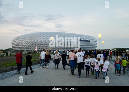 München, Deutschland. 06 Sep, 2018. Äußere Allianz Arena GES/fussball/UEFA-Nationen Liga, 2018/19, 1.Spieltag: Deutschland - Frankreich, 06.09.2018 Fußball/Nationen Liga: Deutschland vs Frankreich, München September 6, 2018 | Verwendung der weltweiten Kredit: dpa/Alamy leben Nachrichten Stockfoto