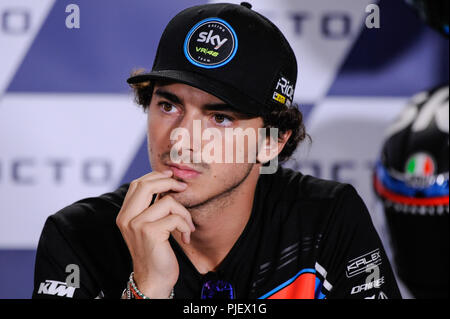 Misano Misano World Circuit, Italien. 6. Sep 2018. Italienische Motorrad Grand Prix, Pressekonferenz, Francesco Bagnaia Credit: Aktion plus Sport/Alamy leben Nachrichten Stockfoto