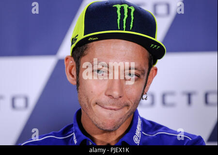 Misano Misano World Circuit, Italien. 6. Sep 2018. Italienische Motorrad Grand Prix, Pressekonferenz, Valentino Rossi Credit: Aktion plus Sport/Alamy leben Nachrichten Stockfoto