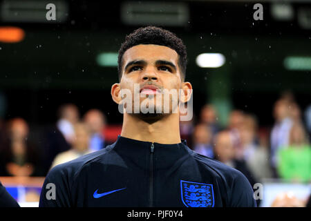 Carrow Road, Norwich, UK. 6. Sep 2018. UEFA U21 Europameisterschaft Fußball, England U21 gegen Niederlande U21; Dominic Solanke von England U21-Kredit: Aktion plus Sport/Alamy leben Nachrichten Stockfoto