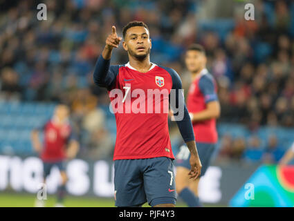 Norwegen, Oslo - September 6, 2018. (7) Joshua König von Norwegen während der UEFA Nationen Liga Fußballspiel zwischen Norwegen und Zypern an Ullevaal Stadion gesehen. (Foto: Gonzales Foto - Jan-Erik Eriksen). Credit: Gonzales Foto/Alamy leben Nachrichten Stockfoto