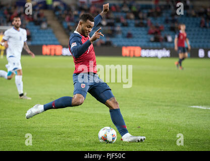 Norwegen, Oslo - September 6, 2018. (7) Joshua König von Norwegen während der UEFA Nationen Liga Fußballspiel zwischen Norwegen und Zypern an Ullevaal Stadion gesehen. (Foto: Gonzales Foto - Jan-Erik Eriksen). Credit: Gonzales Foto/Alamy leben Nachrichten Stockfoto