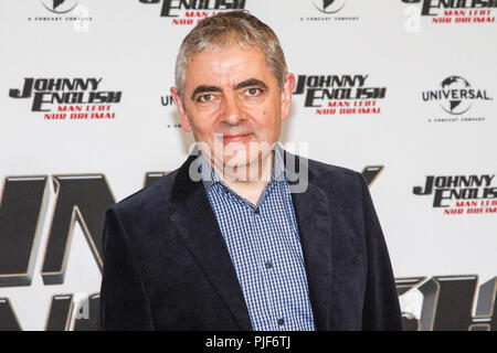 Hamburg, Deutschland. 06 Sep, 2018. Rowan Sebastian Atkinson der britischen Komiker und Schauspieler am Fotoshooting über seinen neuen Film Johnny English - lebt der Mensch nur drei Mal im Hotel Die fontanes am Donnerstag, 06.09.2018 in Hamburg | Verwendung der weltweiten Kredit: dpa/Alamy leben Nachrichten Stockfoto