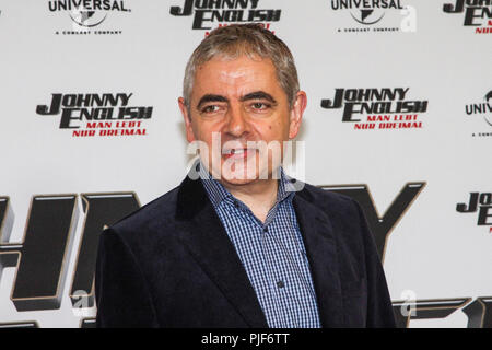 Hamburg, Deutschland. 06 Sep, 2018. Rowan Sebastian Atkinson der britischen Komiker und Schauspieler am Fotoshooting über seinen neuen Film Johnny English - lebt der Mensch nur drei Mal im Hotel Die fontanes am Donnerstag, 06.09.2018 in Hamburg | Verwendung der weltweiten Kredit: dpa/Alamy leben Nachrichten Stockfoto