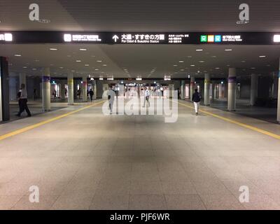 Hokkaido, Japan. 7. September 2018. Leere U-Bahn station ist in Sapporo, Hokkaido, Japan am 7. September 2018 gesehen. Eine leistungsstarke Magnitude 6,7 Erdbeben Japans nördlichste Hauptinsel am Donnerstag. Quelle: LBA/Alamy leben Nachrichten Stockfoto