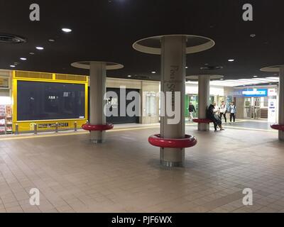 Hokkaido, Japan. 7. September 2018. Leere U-Bahn station ist in Sapporo, Hokkaido, Japan am 7. September 2018 gesehen. Eine leistungsstarke Magnitude 6,7 Erdbeben Japans nördlichste Hauptinsel am Donnerstag. Quelle: LBA/Alamy leben Nachrichten Stockfoto