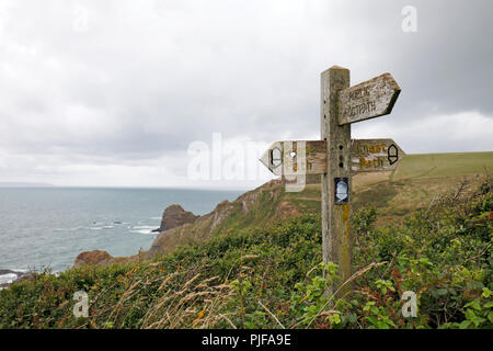 Zeichen für die Küste von North Devon Coastal Path. Stockfoto