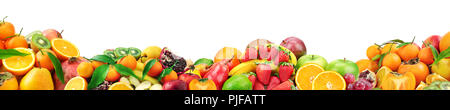 Frische, gesunde Früchte für Projekt auf weißem Hintergrund. Freier Platz für Text. Stockfoto