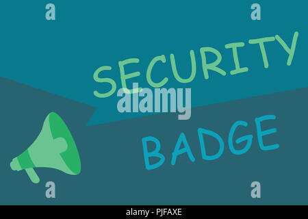 Schreiben Hinweis Übersicht Sicherheit Badge. Business foto Präsentation Anmeldeinformationen verwendet, um Zugriff auf den kontrollierten Bereich. Stockfoto