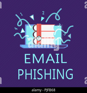 Phishing-E-Mail schreiben Hinweis angezeigt. Business Foto präsentiert E-Mails, die auf Seiten verlinken, die Malware verbreiten. Stockfoto