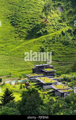 Grüne Wohnzimmer sod Dächer mit Vegetation bedeckt, Luftaufnahme, Apartments Stockfoto