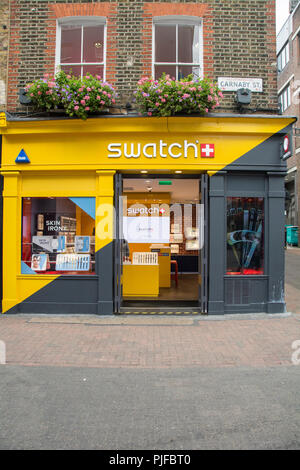 Swatch Store auf Carnaby Street, Soho, London, W1, UK Stockfoto