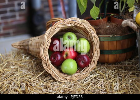 Äpfel ist ein Korb Rosch Haschanah image Design Element frisches Obst Farmers Market Stockfoto