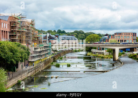 Durham der Riverwalk Immobilien im Bau Blick von der Brücke 2018 Framwellgate Stockfoto