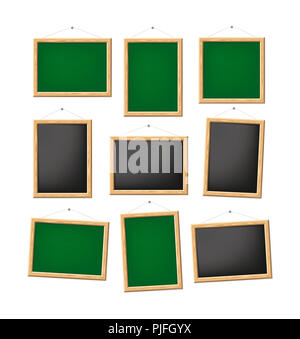 Eine Reihe von leeren grüne und schwarze Bretter Stockfoto