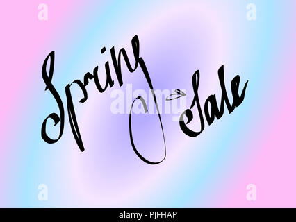 Handgezeichneten Schriftzug. Frühling Verkauf isoliert. Vector Illustration. Beschriftung design Hintergrund. Stockfoto