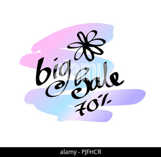 Handgezeichneten Schriftzug. Frühling Verkauf isoliert. Vector Illustration. Beschriftung design Hintergrund. Stockfoto