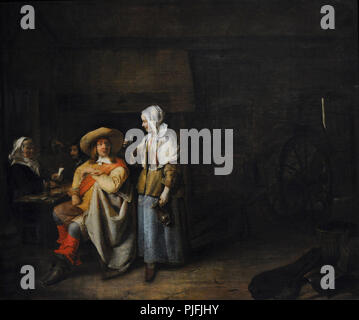 Pieter de Hooch (1629-1684). Niederländisch Golden Age Maler. Offizier und zwei Spieler, 1652-1655. Wallraf-Richartz-Museum. Köln. Deutschland. Stockfoto