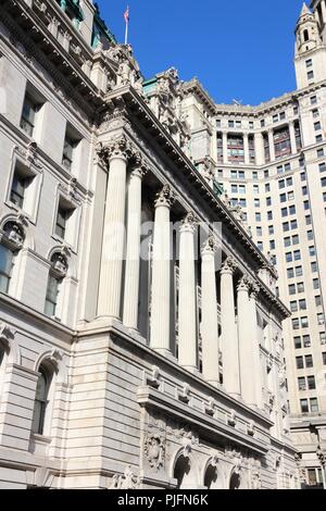 New York City, Vereinigte Staaten - Surrogat der Gerichtsgebäude, auch bekannt als die "Halle der Aufzeichnungen in Lower Manhattan. Alte Wahrzeichen. Stockfoto