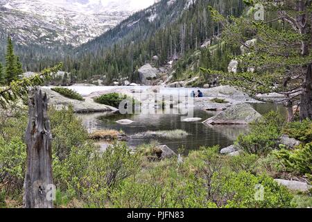 Rocky Mountain National Park in Colorado, USA. Mühlen See. Stockfoto