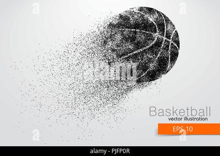 Silhouette einer Basketball Ball von Teilchen. Hintergrund und Text auf einem separaten Layer, Farbe kann mit einem Klick geändert werden. Stock Vektor