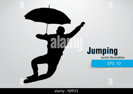 Silhouette einer springen Mann. Text auf einem separaten Layer, Farbe kann mit einem Klick geändert werden. Stock Vektor