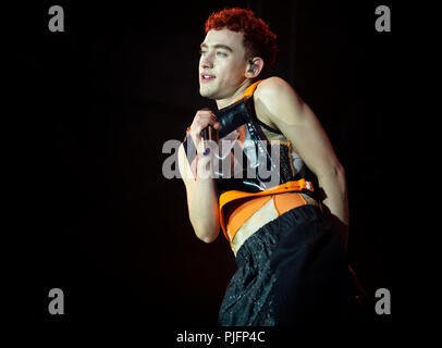 Jahre und Jahre Sänger Olly Alexander beim Fusion Festival 2018 Stockfoto