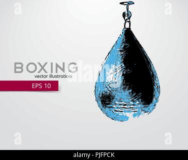 Boxsack Silhouette. Hintergrund und Text auf einem separaten Layer, Farbe kann mit einem Klick geändert werden. Boxer. Boxen. Boxsack Silhouette Stock Vektor