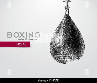 Boxsack aus Teilchen. Hintergrund und Text auf einem separaten Layer, Farbe kann mit einem Klick geändert werden. Boxer. Boxen. Boxer Silhouette Stock Vektor