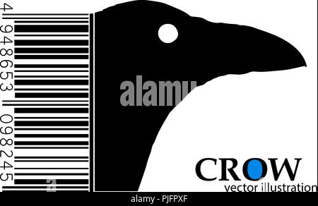 Silhouette einer Krähe. Hintergrund und Text auf einem separaten Layer, Farbe kann mit einem Klick geändert werden. Stock Vektor