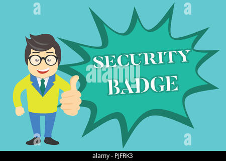 Schreiben Hinweis Übersicht Sicherheit Badge. Business foto Präsentation Anmeldeinformationen verwendet, um Zugriff auf den kontrollierten Bereich. Stockfoto