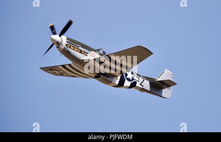 North American P-51D Mustang, "Die Hun Hunter Texas' (N351 MX) Fliegen an der Royal International Air Tattoo 2018 Stockfoto