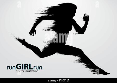 Silhouette eines laufenden weiblich. Text- und Hintergrundfarbe auf einem separaten Layer, Farbe kann mit einem Klick geändert werden. Vector Illustration ausgeführt. Stock Vektor