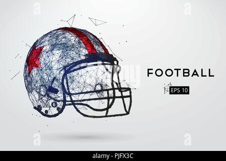 American Football Helm in Schwarz. Punkte, Linien, Dreiecke, Text, Farbe, Effekte und Hintergrund auf einem separaten Layer, Farbe kann mit einem Klick geändert werden. Stock Vektor