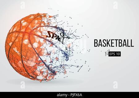 Silhouette einer Basketball Ball. Punkte, Linien, Dreiecke, Text, Farbe, Effekte und Hintergrund auf einem separaten Layer, Farbe kann mit einem Klick geändert werden. V Stock Vektor