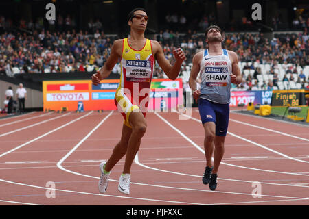 Joan MUNAR MARTINEZ von Spanien in der Männer 100 m T 12 Halbfinale bei der Welt Para Meisterschaften in London 2017 Stockfoto