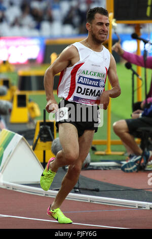 Madjid DJEMAI von Algerien in der Männer 800 m T38 heizt auf der Welt Para Meisterschaften in London 2017 Stockfoto