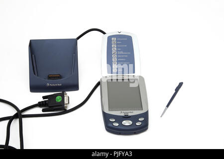 Packard Bell Easy Pad 100 PDA, Stift und Ladeanschluss Stockfoto