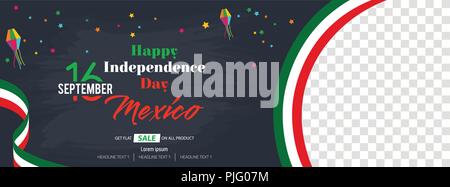 Viva Mexico Happy Independence Day Social Media Banner Stock Vektor