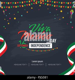 Viva Mexico Happy Independence Day Vector Hintergrund Stock Vektor