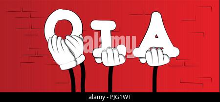 Diverse Hände, die Buchstaben des Alphabets erstellt das Wort Ola (Hallo in Portugiesisch). Vector Illustration. Stock Vektor