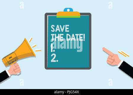 Konzeptionelle hand Schreiben mit Datum speichern. Business Foto text Erinnern Sie sich an die Termine im Kalender markieren Einladung. Stockfoto