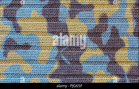 Drei - Farbe camouflage Textur einer Strickpullover close-up entdeckt Stockfoto