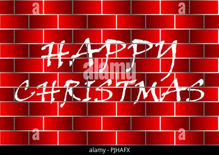 Frohe Weihnachten Inschrift auf der Mauer, Weiß graffiti auf Red brick wall Stock Vektor