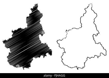 Piemont (Autonome Region Italiens) Karte Vektor-illustration, kritzeln Skizze Piemonte Karte Stock Vektor