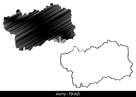 Aostatal (Autonome Region Italiens) Karte Vektor-illustration, kritzeln Skizze Aosta Valley Karte Stock Vektor