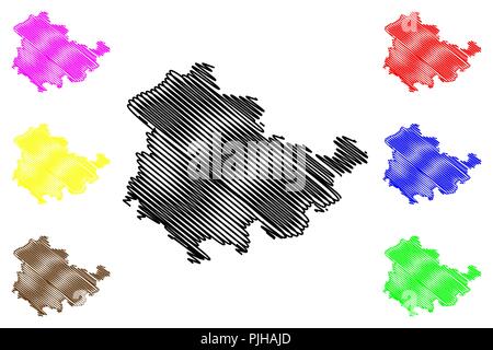 Thüringen (Bundesrepublik Deutschland, Land Deutschland) Karte Vektor-illustration, kritzeln Skizze Thüringen Karte Stock Vektor