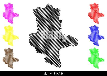 Sachsen-anhalt (Bundesrepublik Deutschland, Bundesland der Bundesrepublik Deutschland, Land Sachsen-Anhalt) Karte Vektor-illustration, kritzeln Skizze Sachsen-anhalt Karte Stock Vektor